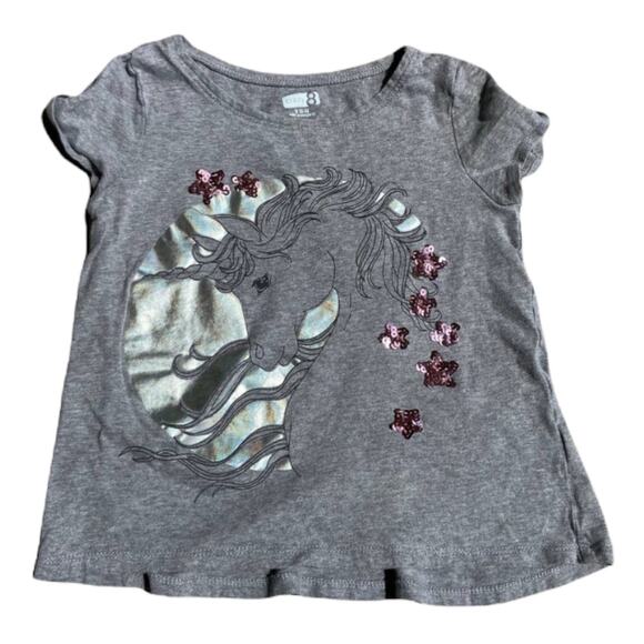 Crazy 8 Girls Tee TShirt Top T Shirt Size S 5 6 Gray Unicorn Pink Sequins - Picture 4 of 8